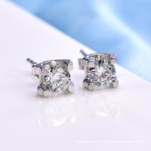 Girls Sterling Silver Earring Gold Plated Moissanite Ear Stud